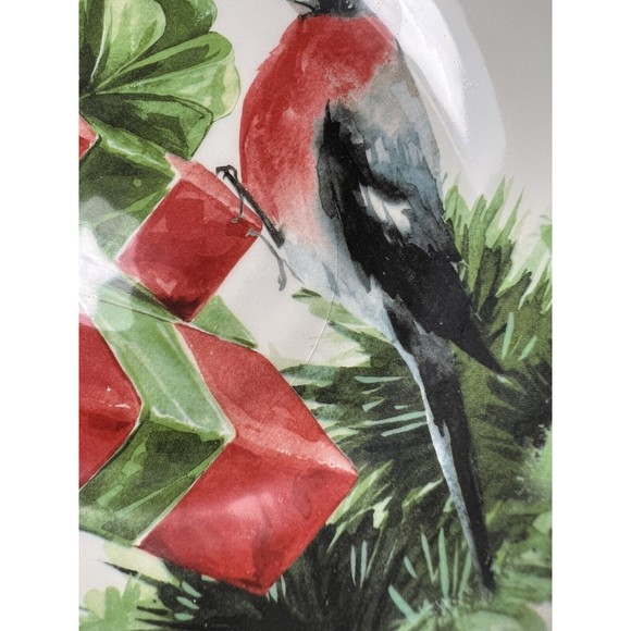 Set Of 6 Ceramica Cuore Italy Holiday Sparrow Serving Bowl 9" Red & Green - Picture 10 of 16